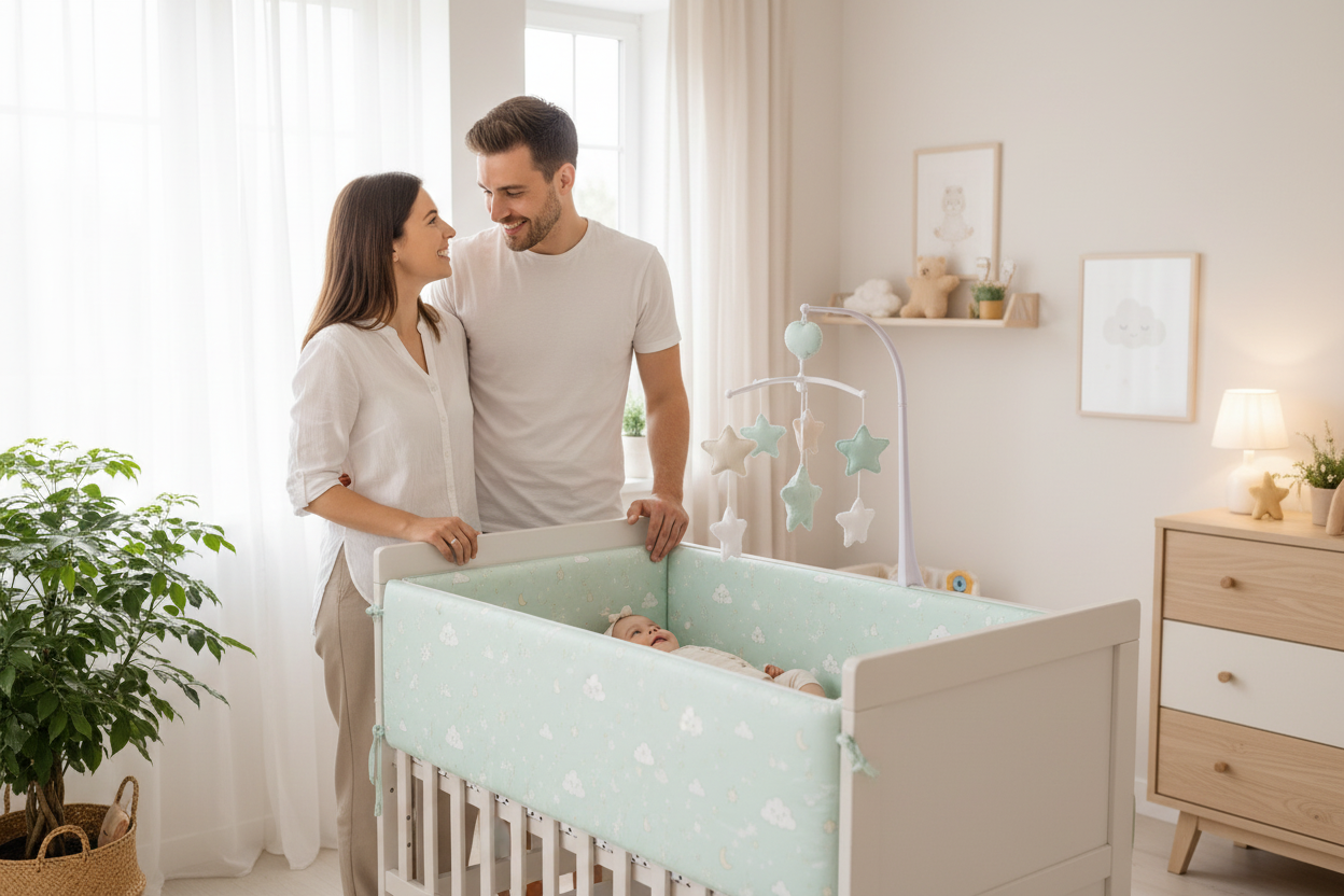tour de lit bébé vert