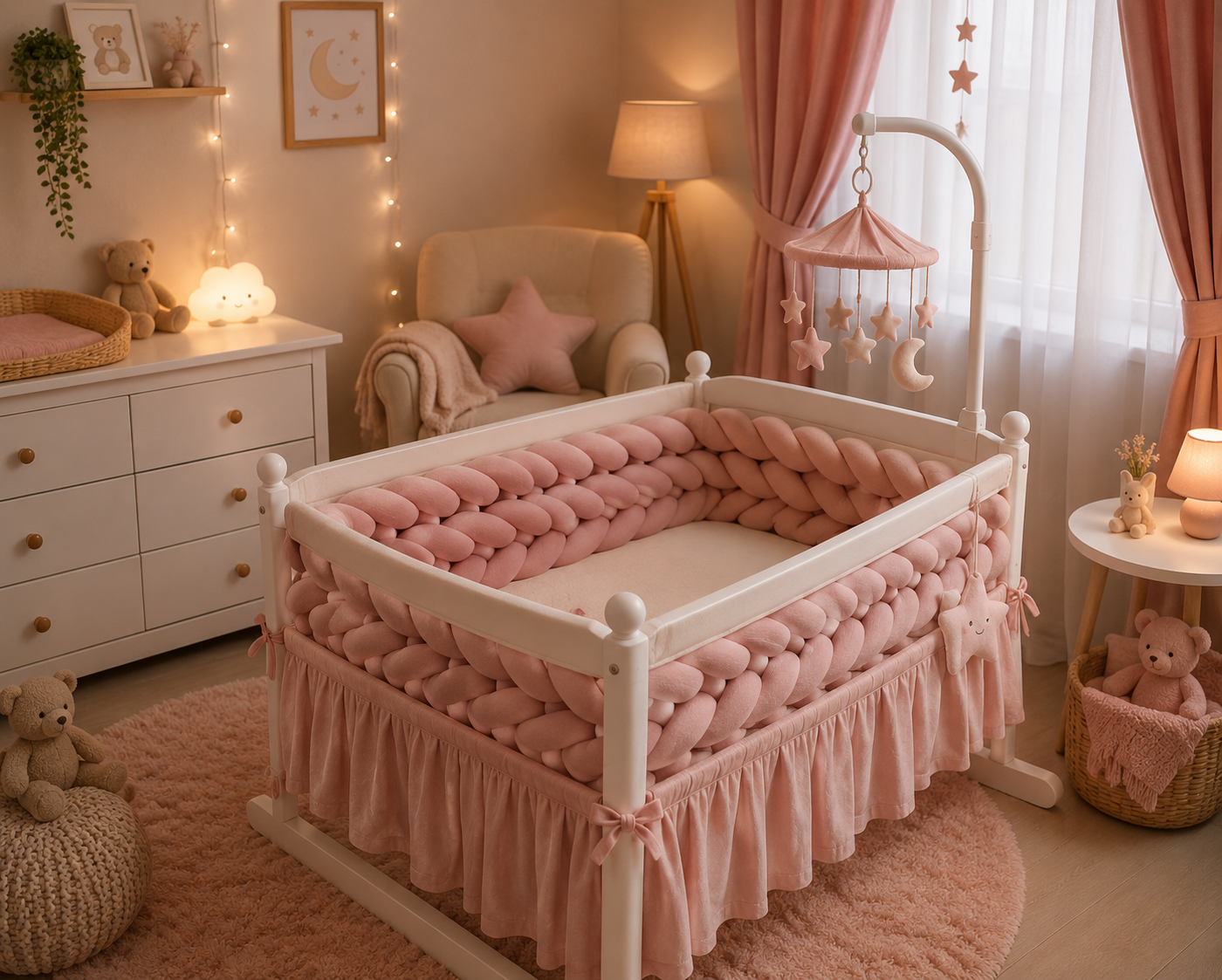 Bebe  lit  tresse  Rose