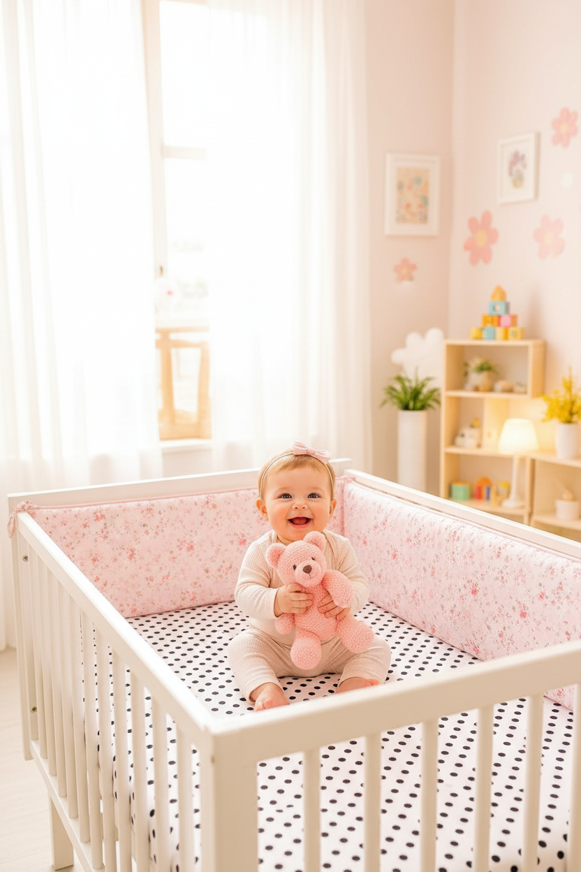 Tour de lit bébé Rose Fleurs  pare