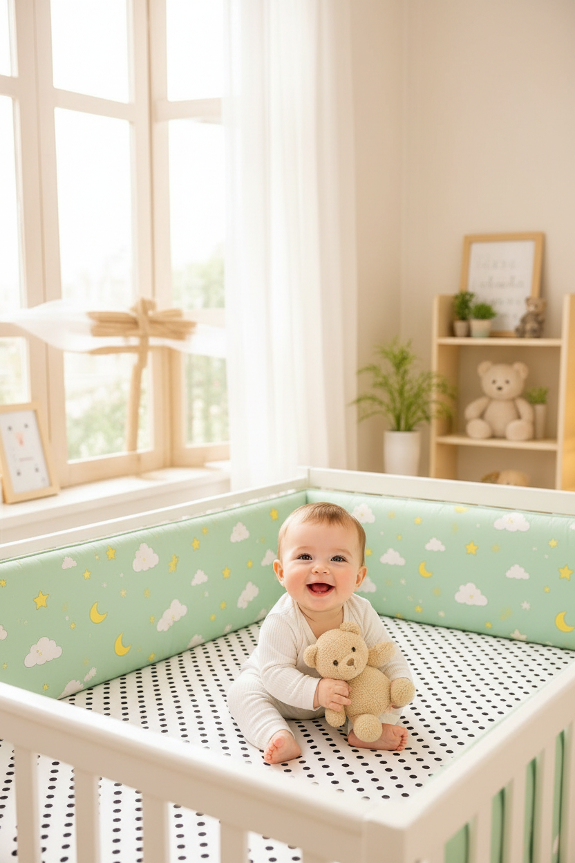 Tour de lit bébé Vert Menthe  pare
