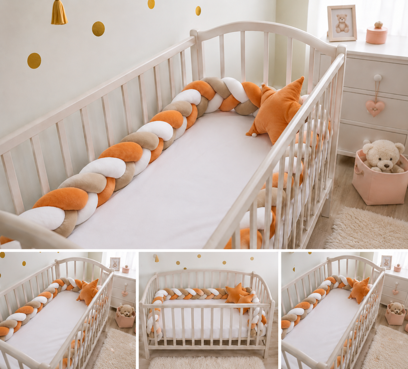 Tresse de lit Orange  Gris