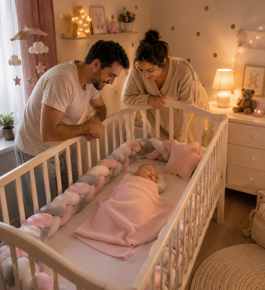Tresse de lit Bébé  Rose  Gris
