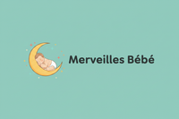 Logo Merveilles Bébé fond turquoise