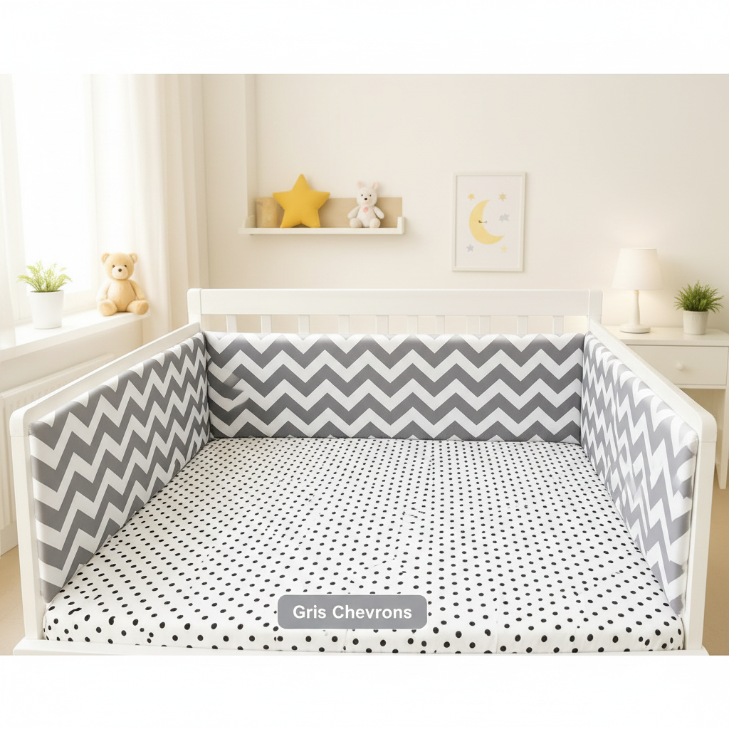 tour de lit bébé Gris Chevrons